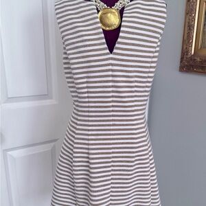 Lilly Pulitzer Metallic Gold and White Striped Sleeveless Dress